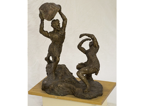 Alfred Tibor, Cain and Abel, 1985. Pulverized bronze, 21x18x11in.